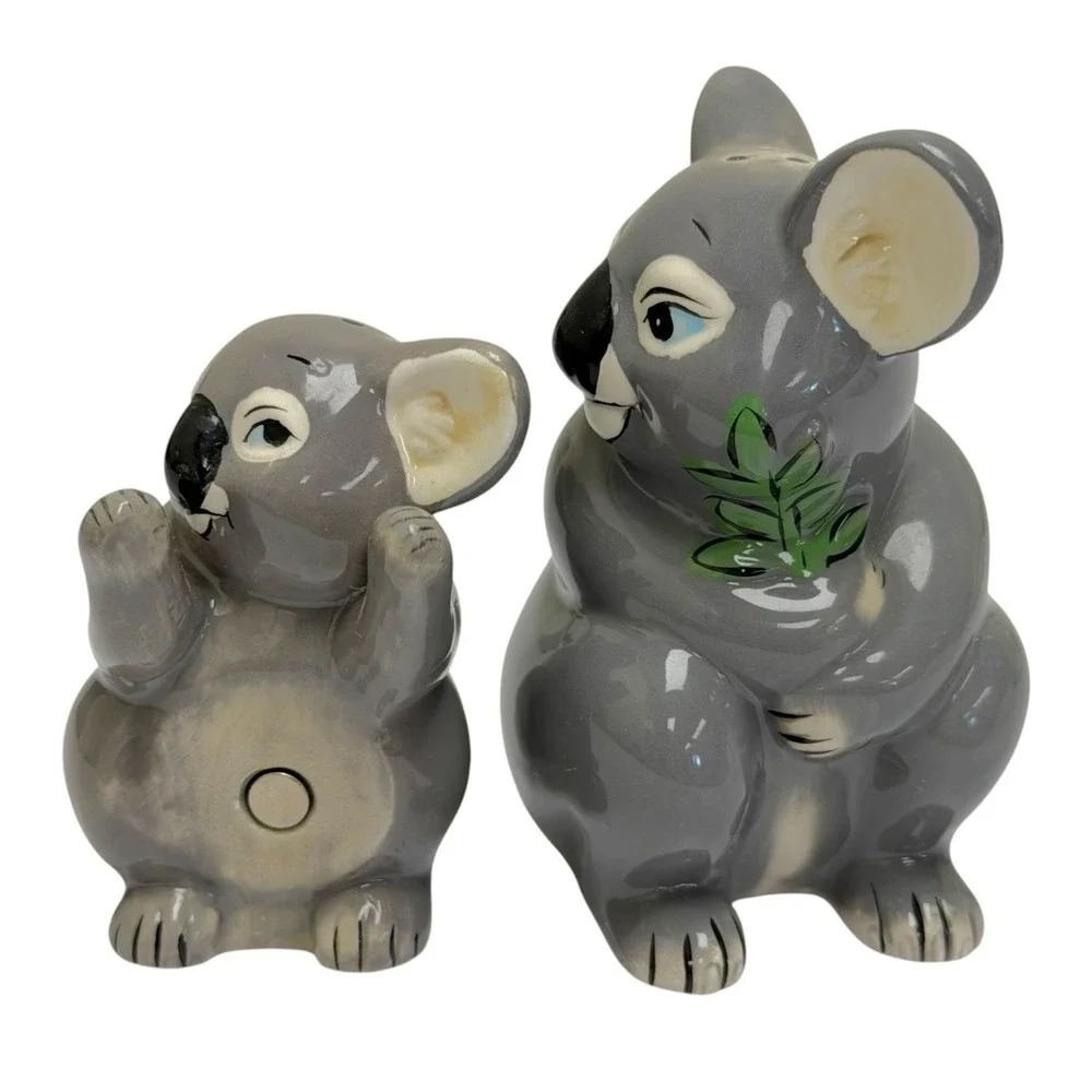 Westland Koala Bear Salt & Pepper Shakers Set Mama & Baby Magnetic Ceramic